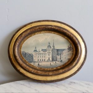 Vintage oval framed print